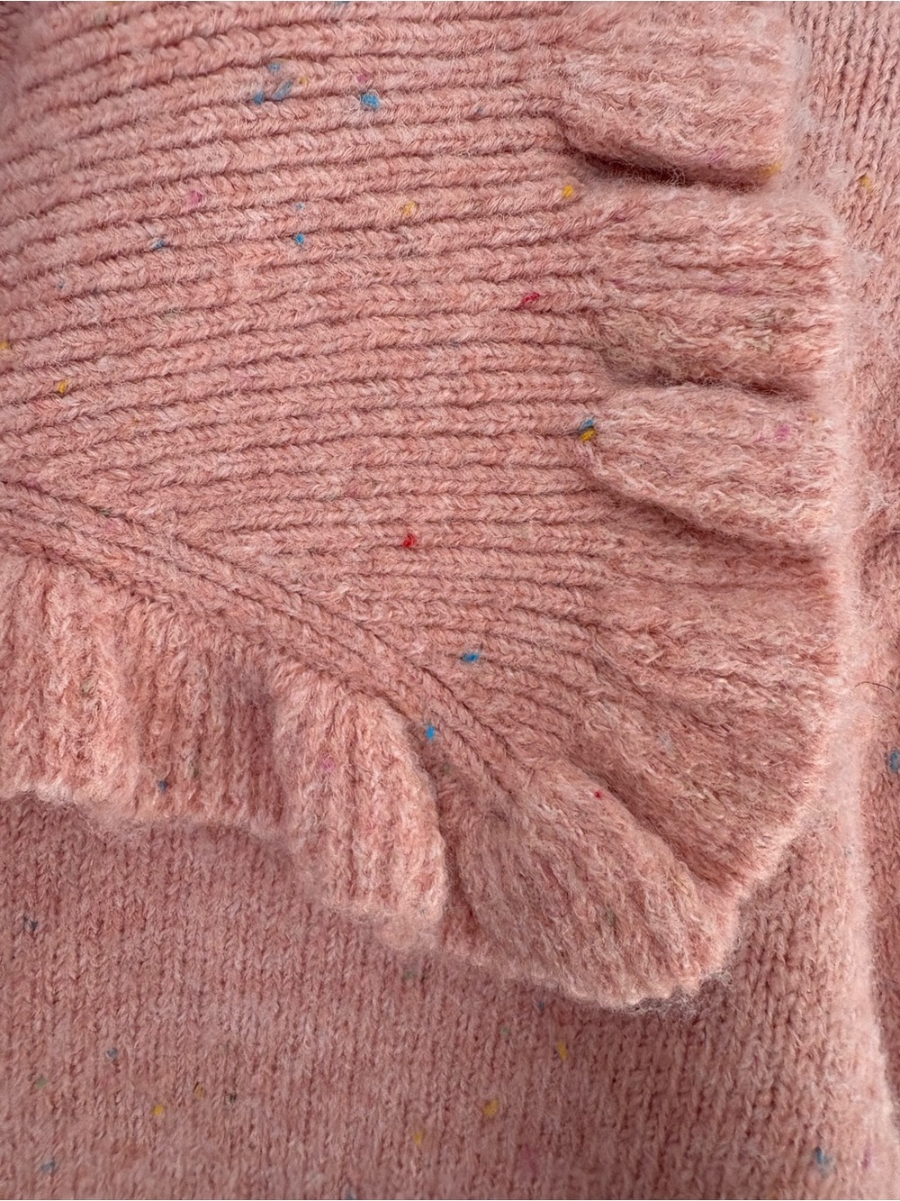 Self Contrast Pink Speckled Ruffle Collar Cardigan Size M - Picture 11 of 11